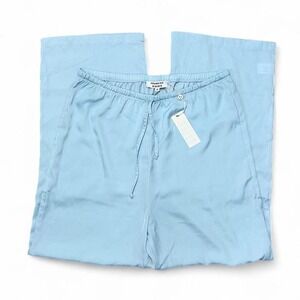 Frankie's Bikinis Pants Blue Michelle Satin Pant Sz Medium Lightweight Wide Leg